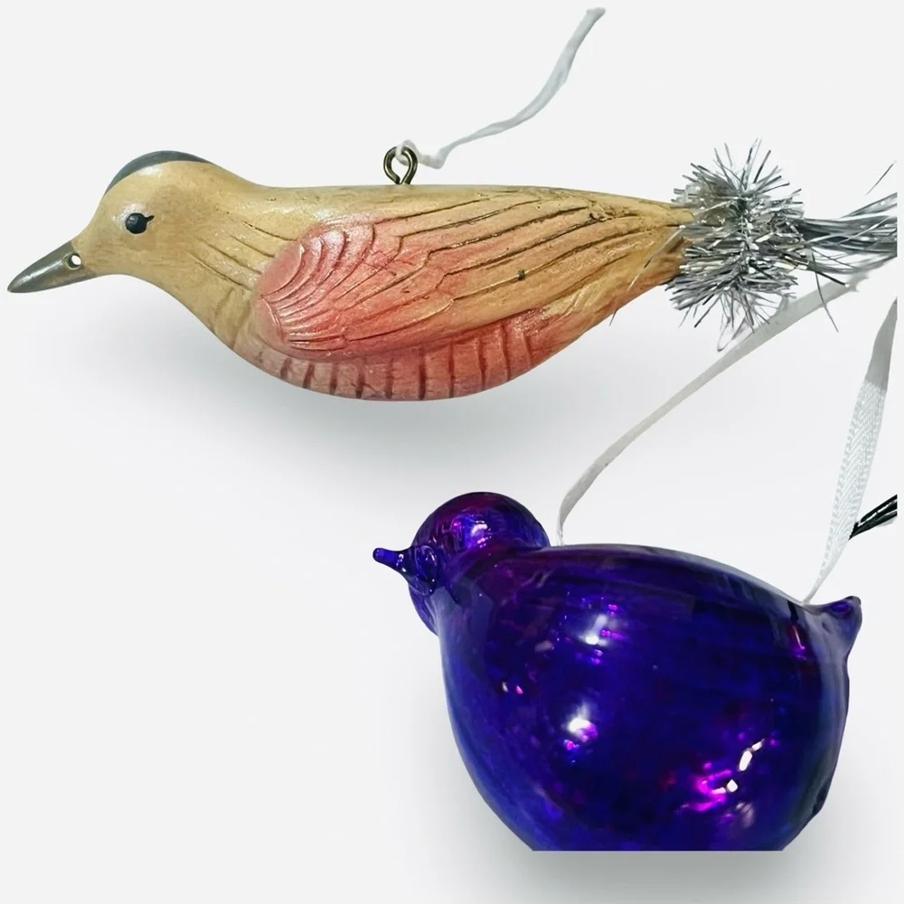 Vintage Bird Christmas Ornaments Lot of 3